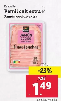 Oferta de Realvalle - Jamón Cocido Extra por 1,49€ en Lidl