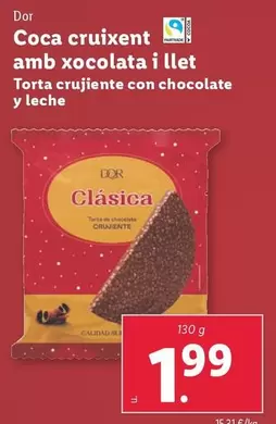 Oferta de Dor - Torta Crujiente Con Chocolate Y Leche por 1,99€ en Lidl