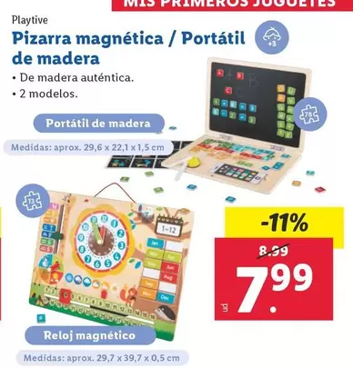 Oferta de Playtive - Pizarra Magnética/Portátil De Madera por 7,99€ en Lidl