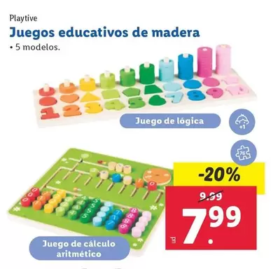 Oferta de Playtive - Juegos Educativos De Madera  por 7,99€ en Lidl