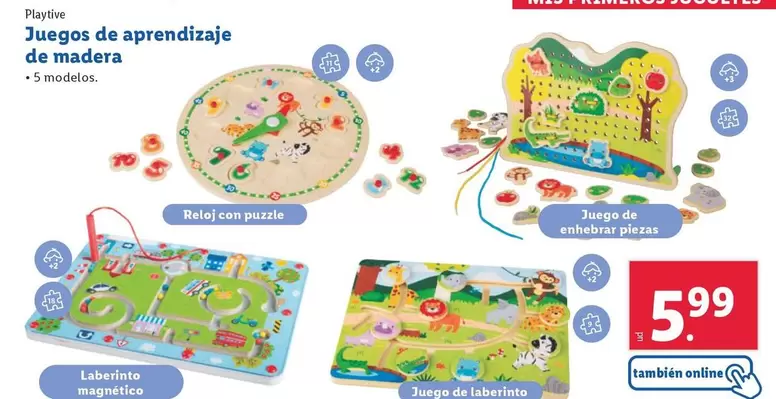 Oferta de Playtive - Juegos De Aprendizaje De Madera  por 5,99€ en Lidl