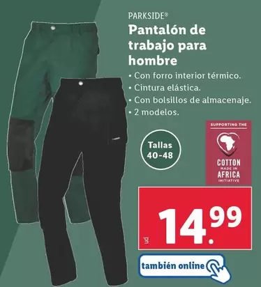 Oferta de Parkside - Pantalón De Trabajo Para Hombre por 14,99€ en Lidl