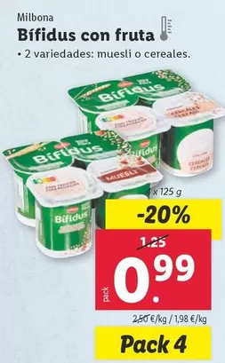 Oferta de Milbona - Bífidus Con Fruta por 0,99€ en Lidl