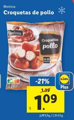 Oferta de Monissa - Croquetas De Pollo por 1,09€ en Lidl