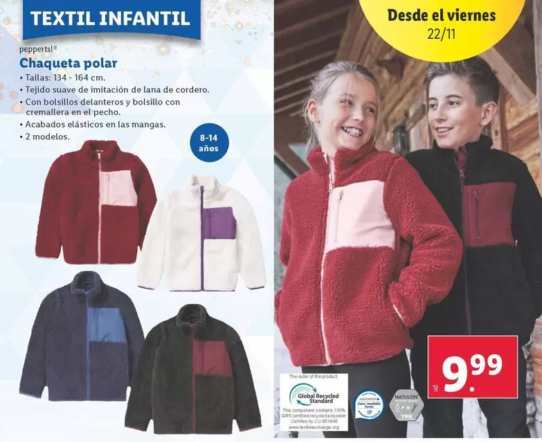 Oferta de Pepperts - Chaqueta Polar por 9,99€ en Lidl