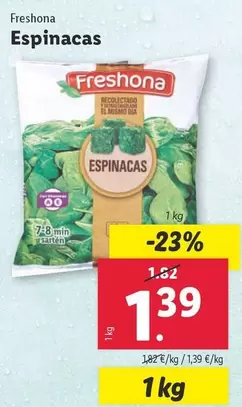 Oferta de Freshona - Espinacas por 1,39€ en Lidl