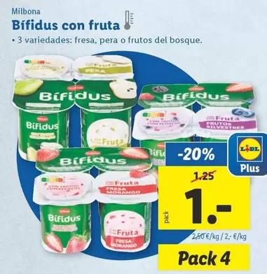 Oferta de Milbona - Bífidus Con Fruta por 1€ en Lidl