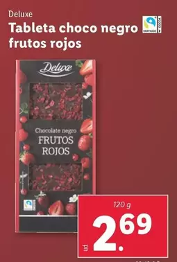 Oferta de Deluxe - Tableta Choco Negro Frutos Rojos por 2,69€ en Lidl