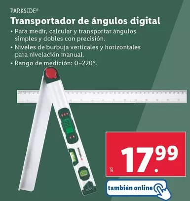 Oferta de Parkside - Transportador De Ángulos Digital por 17,99€ en Lidl