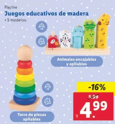 Oferta de Playtive - Juegos Educativos De Madera por 4,99€ en Lidl