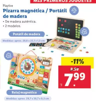 Oferta de Playtive - Pizarra magnética/Portátil De Madera por 7,99€ en Lidl