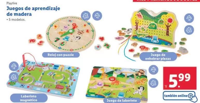 Oferta de Playtive - Juegos De Aprendizaje De Madera por 5,99€ en Lidl