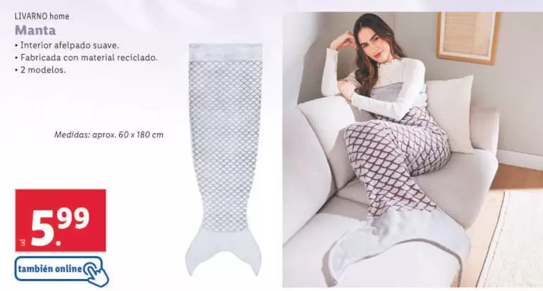 Oferta de Livarno Home - Manta por 5,99€ en Lidl