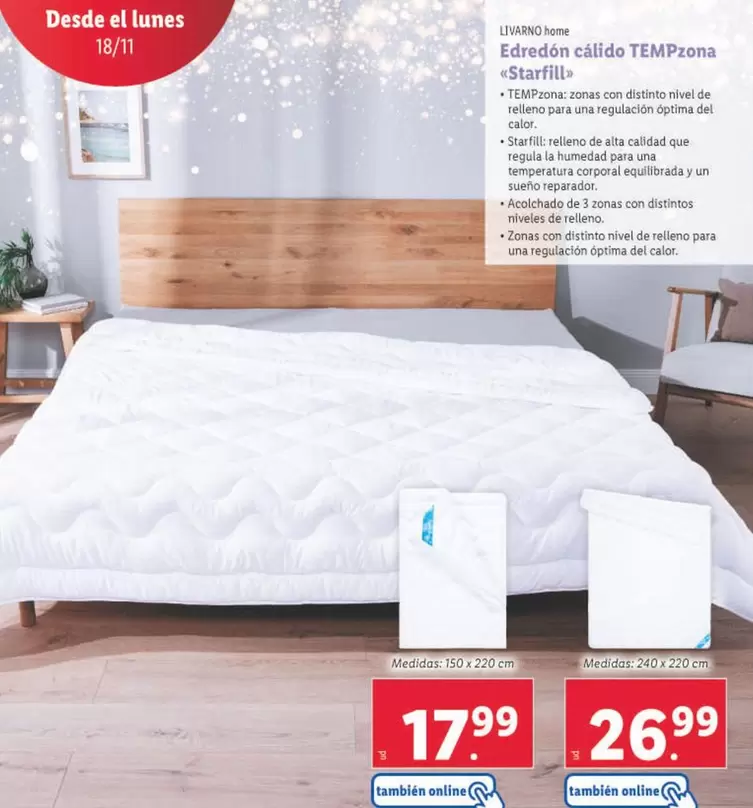 Oferta de Livarno Home - Edredón Cálido Tempzona <<Starfill>> por 17,99€ en Lidl