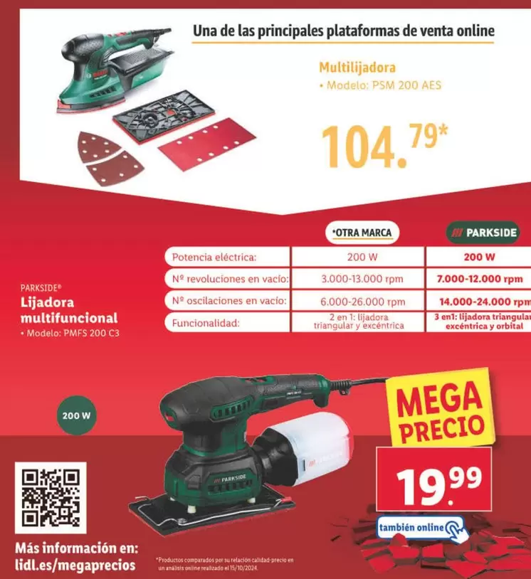 Oferta de Parkside - Lijadora Multifuncional  por 19,99€ en Lidl