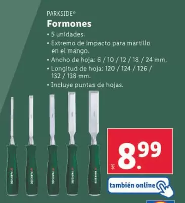 Oferta de Parkside - Formones por 8,99€ en Lidl