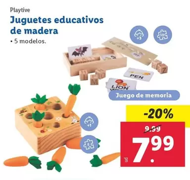 Oferta de Playtive - Juguetes Educativos De Madera por 7,99€ en Lidl