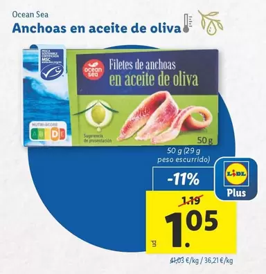 Oferta de Ocean Sea - Anchoas En Aceite De Oliva por 1,05€ en Lidl