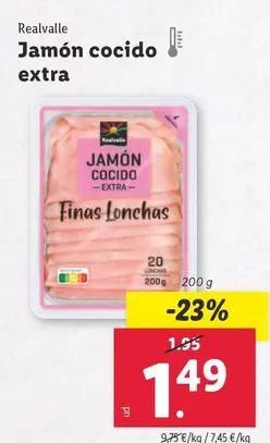 Oferta de Realvalle - Jamón Cocido Extra por 1,49€ en Lidl