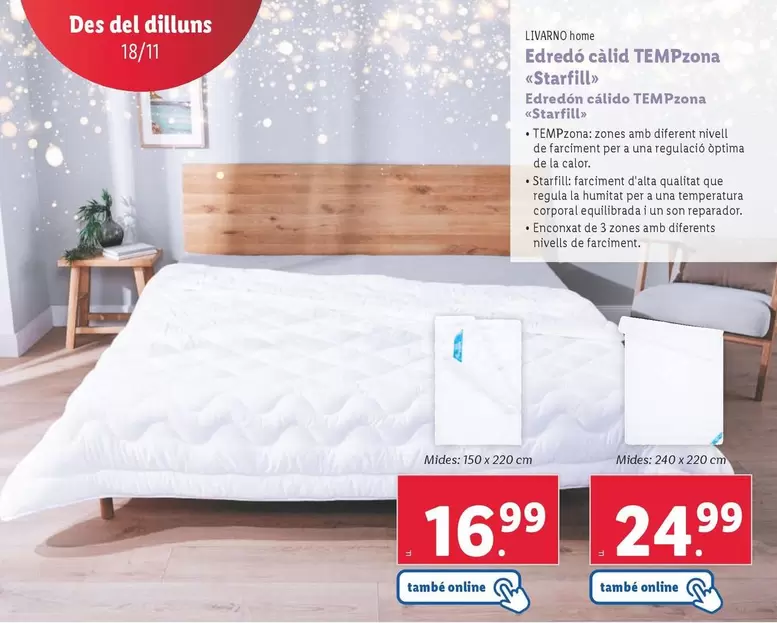 Oferta de Livarno Home - Edredón Cálido TEmpzona <<Starfill»>  por 16,99€ en Lidl