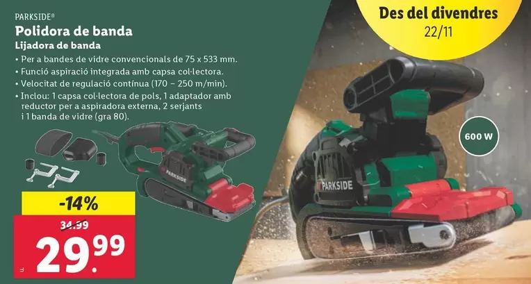 Oferta de Parkside - Lijadora De Banda por 29,99€ en Lidl