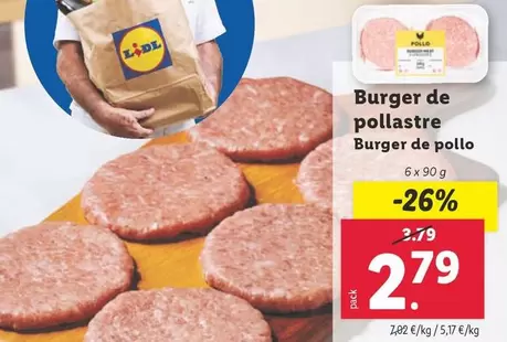 Oferta de Burger De Pollo por 2,79€ en Lidl