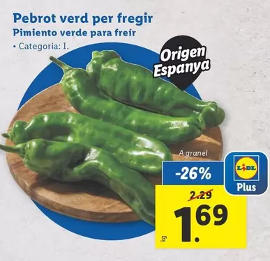 Oferta de Pimiento Verde Para Freír por 1,69€ en Lidl