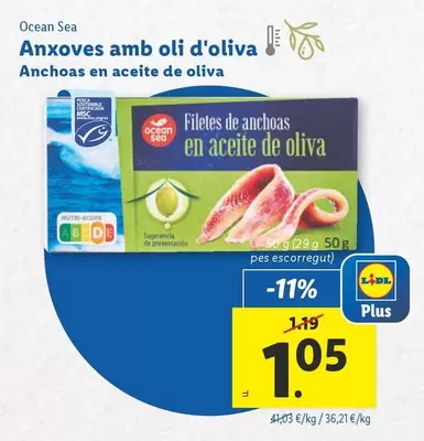 Oferta de Ocean Sea - Anchoas En Aceite De Oliva por 1,05€ en Lidl