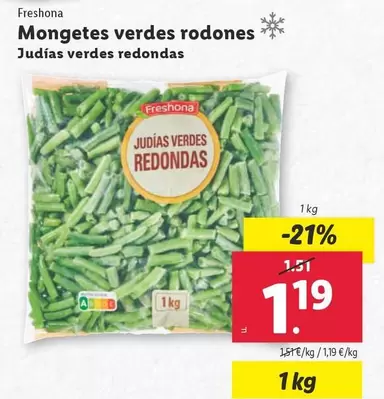 Oferta de Freshona - Judías Verdes Redondas por 1,19€ en Lidl