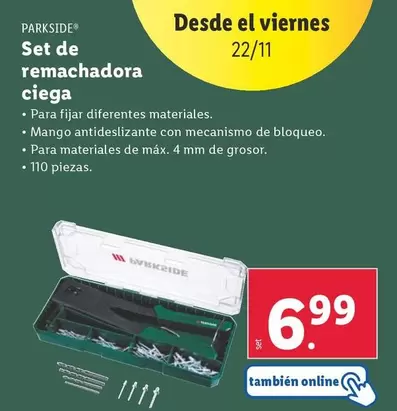 Oferta de Parkside - Set De Remachadora Ciega por 6,99€ en Lidl