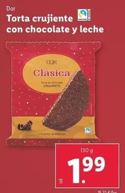 Oferta de Dor - Torta Crujiente Con Chocolate Y Leche por 1,99€ en Lidl