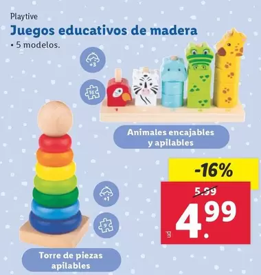 Oferta de Playtive - Juegos Educativos De Madera por 4,99€ en Lidl