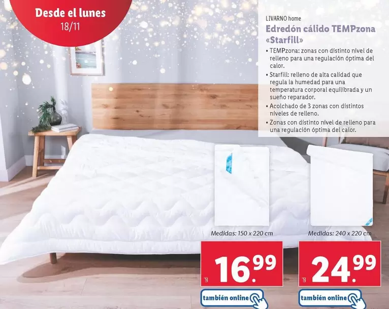 Oferta de Livarno Home - Edredón Cálido Tempzona <<Starfill>>  por 16,99€ en Lidl