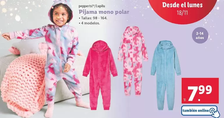 Oferta de Pepperts/Lupilu - Pijama Mono Polar por 7,99€ en Lidl