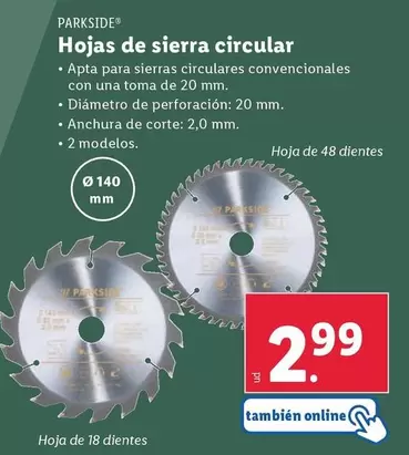 Oferta de Parkside - Hojas De Sierra Circular  por 2,99€ en Lidl