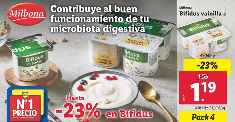 Oferta de Milbona - Bífidus Vainilla por 1,19€ en Lidl