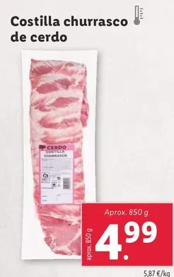 Oferta de Costilla Churrasco De Cerdo por 4,99€ en Lidl