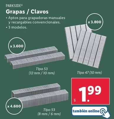 Oferta de Parkside - Grapas/Clavos  por 1,99€ en Lidl