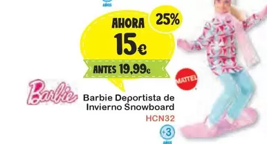 Oferta de Barbie - Deportista De Invierno Snowboard por 15€ en Super Juguete