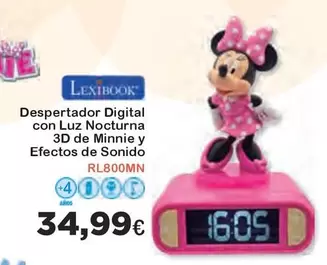 Oferta de Lexibook - Despertador Digital Con Luz Nocturna 3d De Minnie Y Efectos De Sonido por 34,99€ en Super Juguete