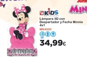 Oferta de Minnie - Lampara 3d Con Despertador Y Fecha por 34,99€ en Super Juguete