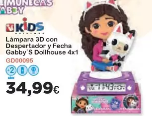 Oferta de Kids - Lampara 3d Con Despertador Y Fecha Gabby S Dollhouse por 34,99€ en Super Juguete