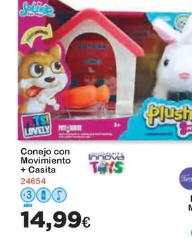 Oferta de Conejo -  Con Movimiento + Casita por 14,99€ en Super Juguete