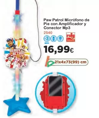 Oferta de Paw patrol - Paw Patrol Microfono De Pie Con Amplificador Y Conector por 16,99€ en Super Juguete