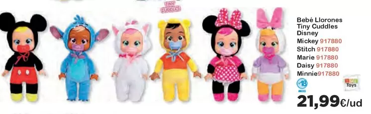 Oferta de Bebé Llorones Tiny Cuddles Disney por 21,99€ en Super Juguete