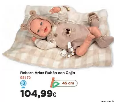 Oferta de Arias - Reborn  Ruben Con Cojin por 104,99€ en Super Juguete