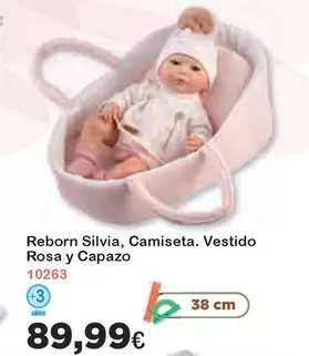 Oferta de Reborn Silvia, Camiseta. Vestido Rosa Y Capazo por 89,99€ en Super Juguete