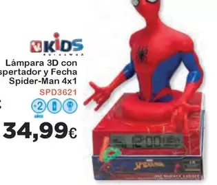 Oferta de Kids - Lámpara 3d Con Spertador Y Fecha Spider-man 4x 1 por 34,99€ en Super Juguete