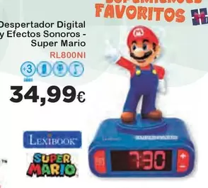 Oferta de Lexibook - Despertador Digital Y Efectos Sonoros - Super Mario por 34,99€ en Super Juguete