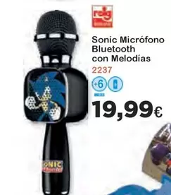 Oferta de Sonic Micrófono Bluetooth Con Melodia por 19,99€ en Super Juguete